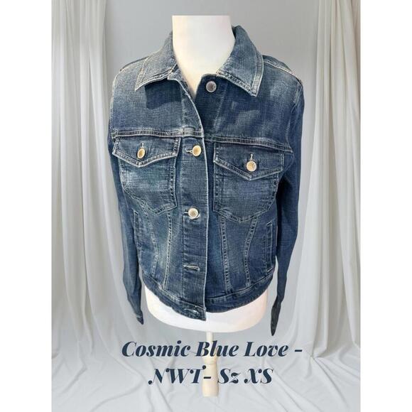 Cosmic Blue Love Denim Jacket - NWT - Size XS/S - Picture 1 of 6